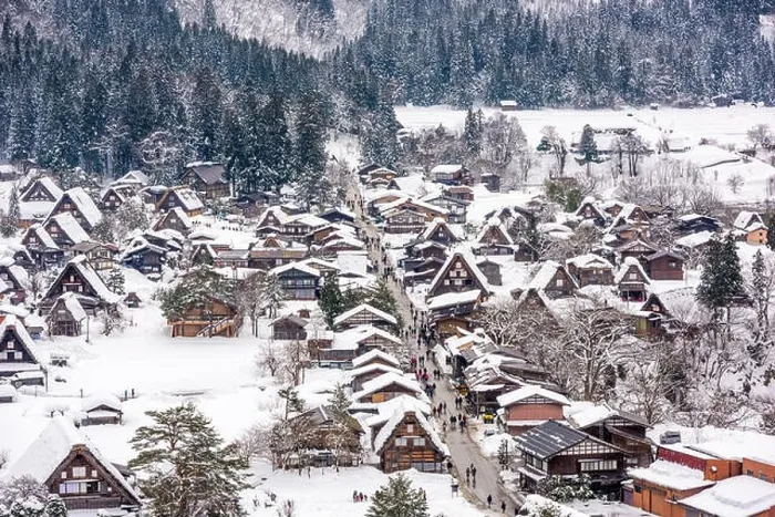 Framed Print : Shirakawago, Gifu, Japan historic farming village in winter Framed Print : Shirakawago, Gifu, Japan historic farming village in winter