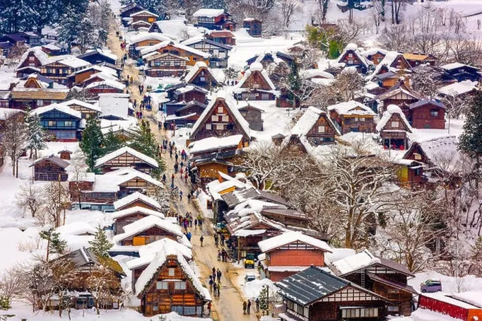Framed Print : Shirakawago, Gifu, Japan historic farming village in winter