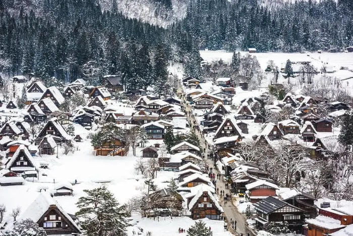 Framed Print : Shirakawago, Japan historic winter village Framed Print : Shirakawago, Japan historic winter village