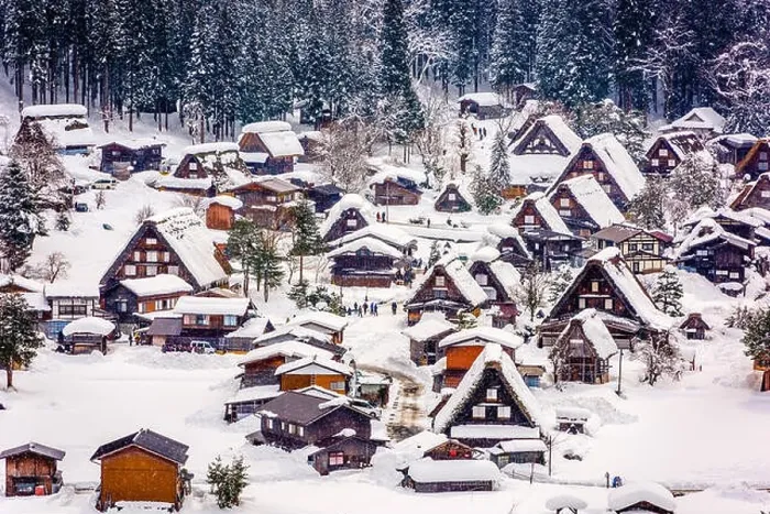 Framed Print : Shirakawago, Japan historic winter village Framed Print : Shirakawago, Japan historic winter village