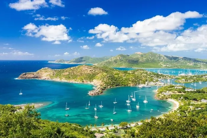 Framed Print : Shirley Heights, Antigua overlooking English Harbour viewed on a beautiful day Framed Print : Shirley Heights, Antigua overlooking English Harbour viewed on a beautiful day