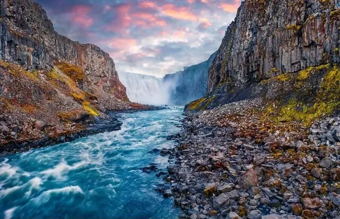 Framed Print : Shooting from a dron. View from down of canyon of most powerful waterfall in Europe - Dettifoss Framed Print : Shooting from a dron. View from down of canyon of most powerful waterfall in Europe - Dettifoss