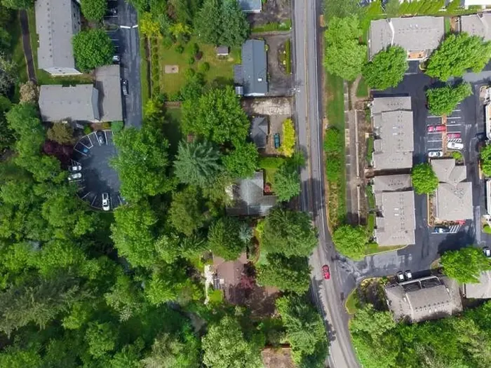 Framed Print : Shooting from a drone. Suburb, small town Framed Print : Shooting from a drone. Suburb, small town