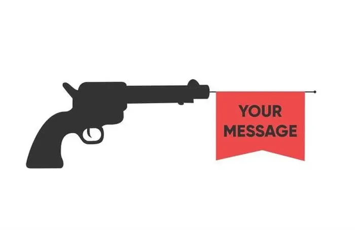 Framed Print : Shooting gun with vector flag and YOUR MESSAGE template. Weapon pistol vector illustration isolated Framed Print : Shooting gun with vector flag and YOUR MESSAGE template. Weapon pistol vector illustration isolated