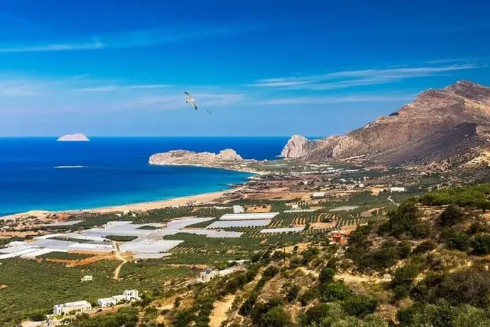 Framed Print : Shot of beautiful turquoise beach Falasarna (Falassarna) in Crete Framed Print : Shot of beautiful turquoise beach Falasarna (Falassarna) in Crete