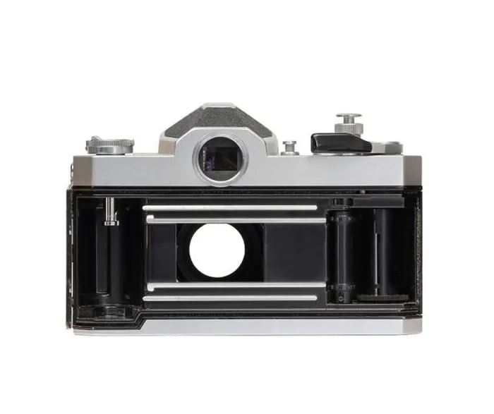 Framed Print : When shutter is open, viewfinder is black because mirror went up to reveal shutter Framed Print : When shutter is open, viewfinder is black because mirror went up to reveal shutter