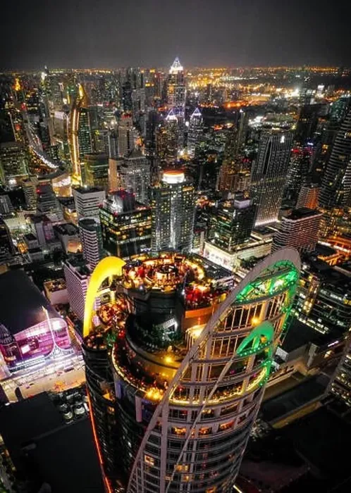Framed Print : Siam and Rachathewi views from above by night in Bangkok Thailand Framed Print : Siam and Rachathewi views from above by night in Bangkok Thailand