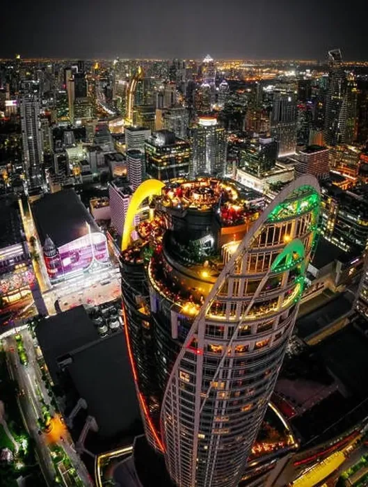 Framed Print : Siam and Rachathewi views from above by night in Bangkok Thailand Framed Print : Siam and Rachathewi views from above by night in Bangkok Thailand