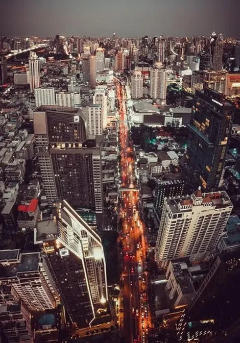 Framed Print : Siam and Rachathewi views from above by night in Bangkok Thailand Framed Print : Siam and Rachathewi views from above by night in Bangkok Thailand