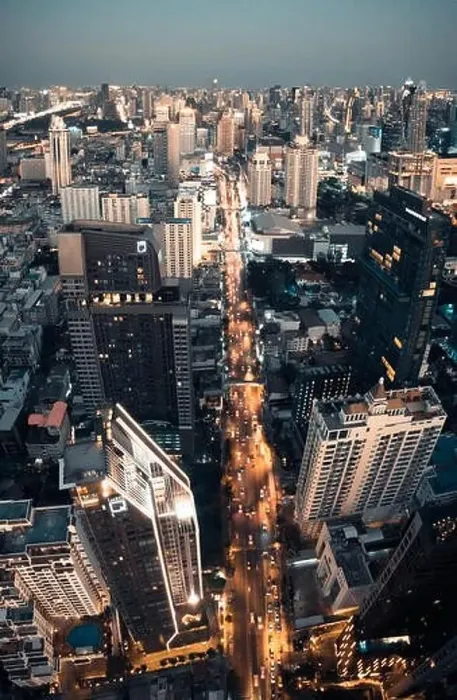 Framed Print : Siam and Rachathewi views from above by night in Bangkok Thailand Framed Print : Siam and Rachathewi views from above by night in Bangkok Thailand
