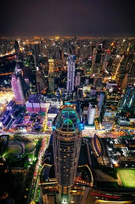 Framed Print : Siam and Rachathewi views from above by night in Bangkok Thailand Framed Print : Siam and Rachathewi views from above by night in Bangkok Thailand