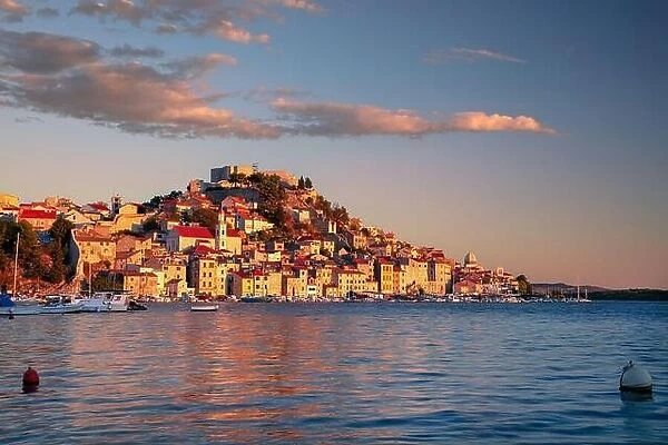 Sibenik, Croatia. Cityscape image of beautiful coastal Sibenik, Dalmatia, Croatia at summer sunset