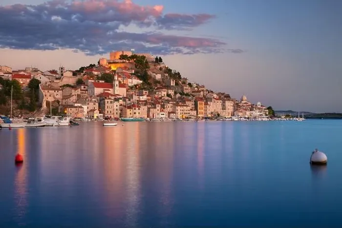 Framed Print : Sibenik, Croatia. Cityscape image of beautiful coastal Sibenik, Dalmatia, Croatia at summer sunset Framed Print : Sibenik, Croatia. Cityscape image of beautiful coastal Sibenik, Dalmatia, Croatia at summer sunset