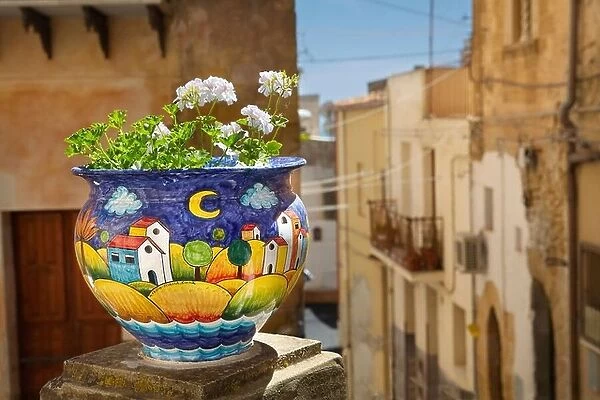 Sicilian ceramics as decoration in old town Sciacca, Sicily, Italy