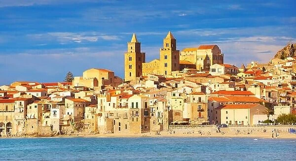 Sicily Island - Cefalu old town and cathedral, Sicily, Italy