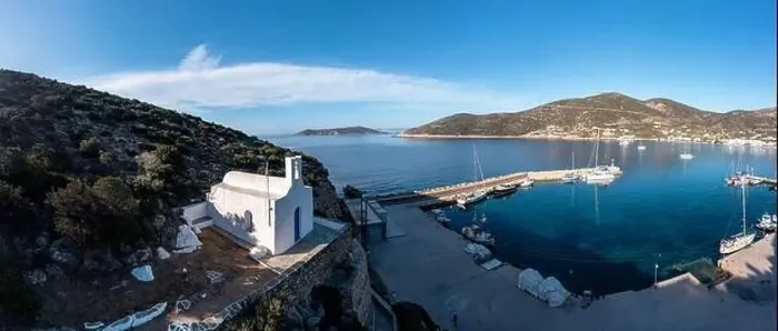 Framed Print : Sifnos island, Platis gialos aerial drone view Framed Print : Sifnos island, Platis gialos aerial drone view