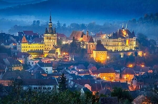 Sighisoara at evening time, Transylvania, Romania, UNESCO