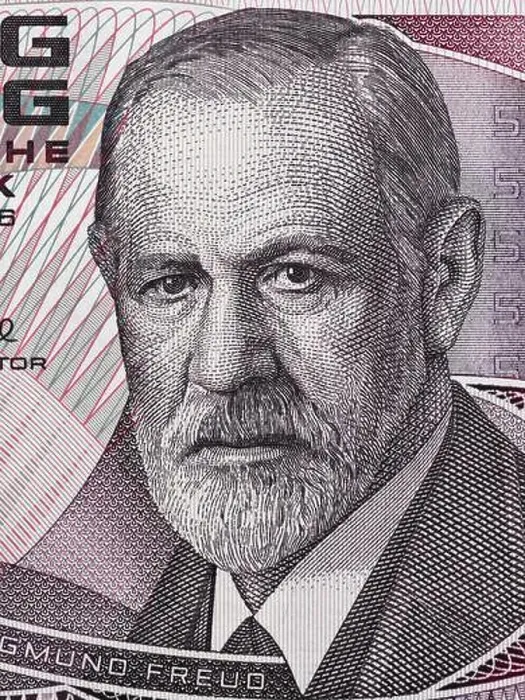 Framed Print : Sigmund Freud portrait on Austria 50 schilling banknote closeup macro Framed Print : Sigmund Freud portrait on Austria 50 schilling banknote closeup macro
