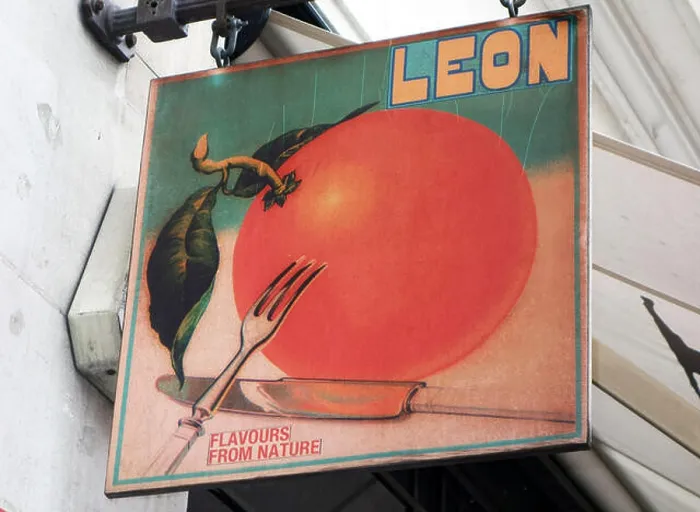 Framed Print : Sign on branch of Leon restaurants, London
