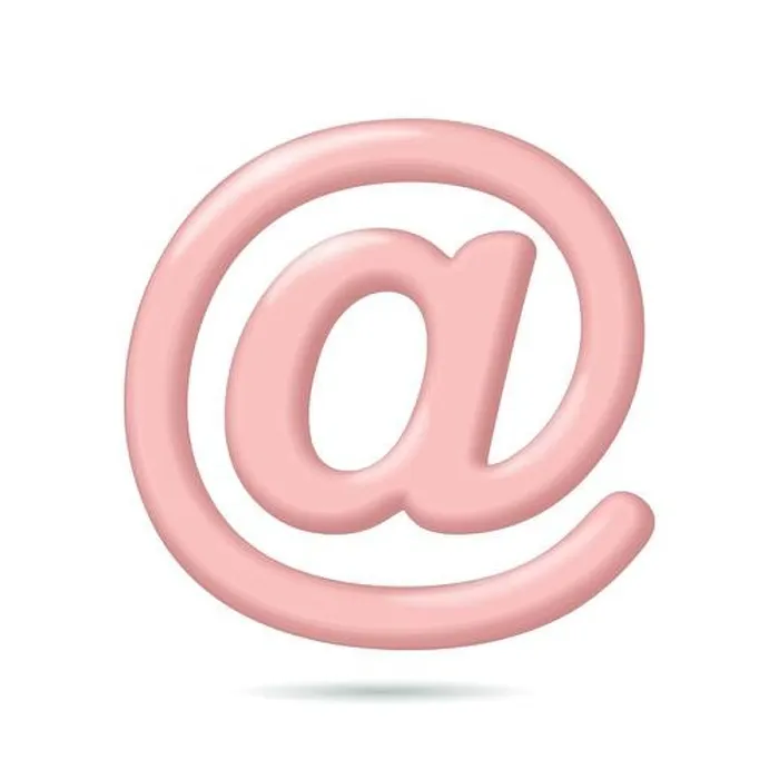 Framed Print : At sign social media notification. 3D pink glowing account name symbol. Email message profile send programming domain keyword vector illustration