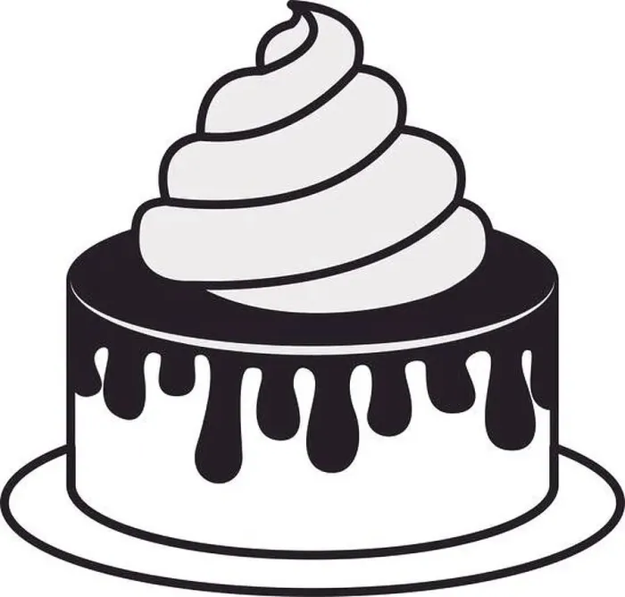 Framed Print : silhouette of birthday sweet cake dessert over white background. vector illustration Framed Print : silhouette of birthday sweet cake dessert over white background. vector illustration