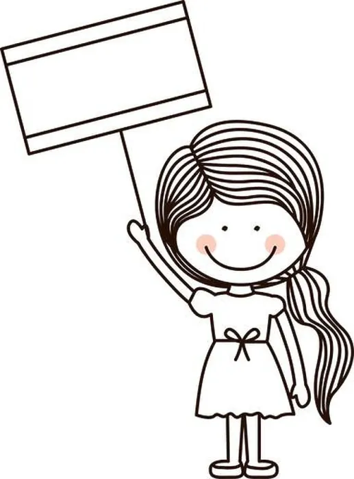 Framed Print : silhouette girl holding poster with ponytail vector illustration Framed Print : silhouette girl holding poster with ponytail vector illustration