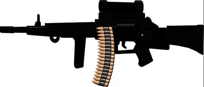 Framed Print : Silhouette of Machine Gun with Belt Ammunition on White Framed Print : Silhouette of Machine Gun with Belt Ammunition on White