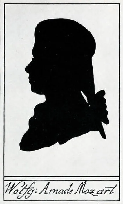 Framed Print : Silhouette profile of Wolfgang Amadeus Mozart by Hieronymus Loschenkohl Framed Print : Silhouette profile of Wolfgang Amadeus Mozart by Hieronymus Loschenkohl