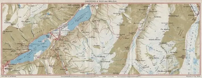 Framed Print : SILS & MALOJA ENVIRONS. Silvaplana. Silsersee. Vintage map. Switzerland 1948 Framed Print : SILS & MALOJA ENVIRONS. Silvaplana. Silsersee. Vintage map. Switzerland 1948