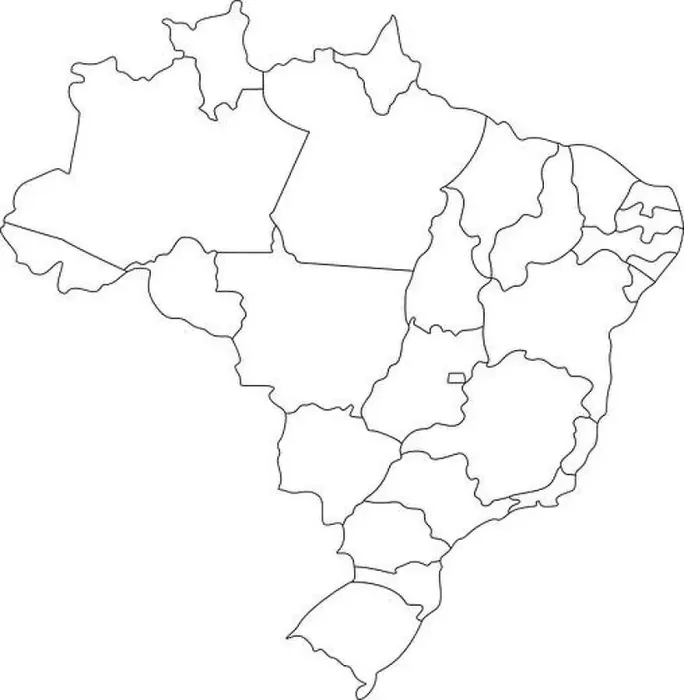 Framed Print : Simple brazil political map outline vector Framed Print : Simple brazil political map outline vector