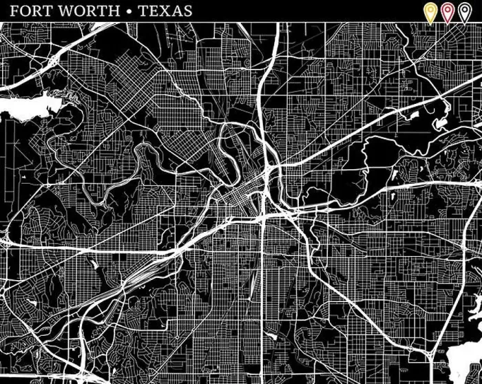 Framed Print : Simple map of Fort Worth, Texas, USA Framed Print : Simple map of Fort Worth, Texas, USA