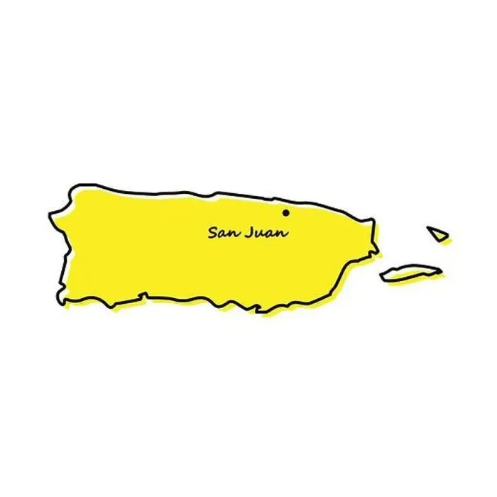 Framed Print : Simple outline map of Puerto Rico with capital location. Stylized minimal line design Framed Print : Simple outline map of Puerto Rico with capital location. Stylized minimal line design