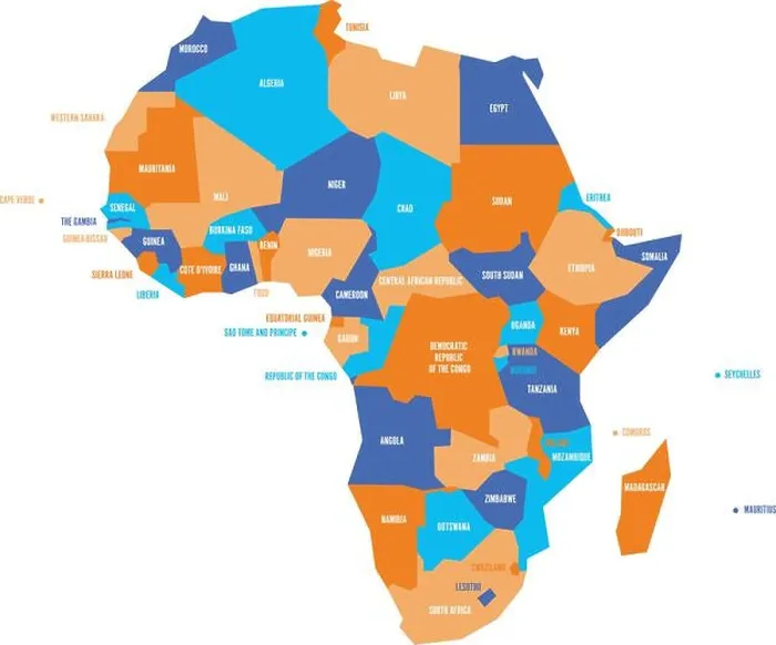 Framed Print : Very simplified infographical political map of Africa. Simple geometric vector illustration Framed Print : Very simplified infographical political map of Africa. Simple geometric vector illustration