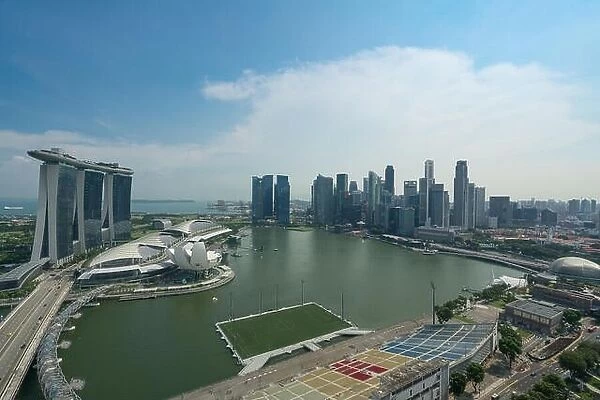 Singapore cityscape at morning. Landscape of Singapore business building around Marina bay. Modern high building in business district area