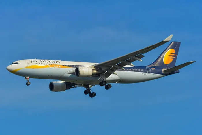 Framed Print : Singapore - Mar 27, 2019. VT-JWW Jet Airways Airbus A330-200 landing at Changi Airport (SIN)