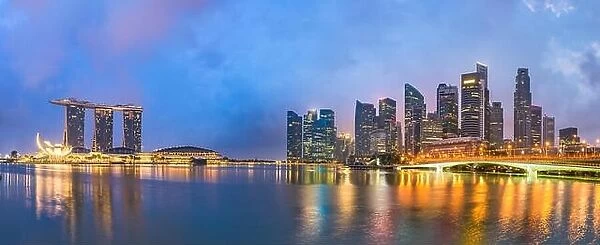 Singapore skyline at the bay before dawn