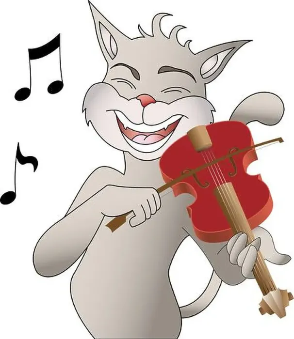 Framed Print : singing cat and violin vector Framed Print : singing cat and violin vector