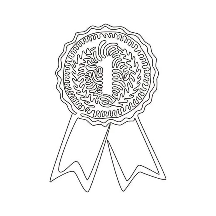 Framed Print : Single continuous line drawing gold medal Framed Print : Single continuous line drawing gold medal