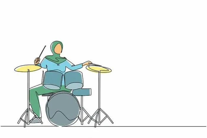 Framed Print : Single one line drawing Arabian female musician Framed Print : Single one line drawing Arabian female musician