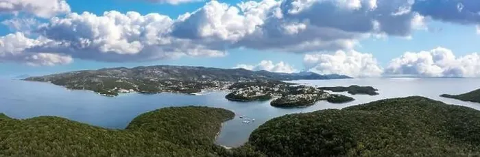 Framed Print : Sivota Greece. Aerial panoramic view of Syvota sandy beaches and islands Framed Print : Sivota Greece. Aerial panoramic view of Syvota sandy beaches and islands