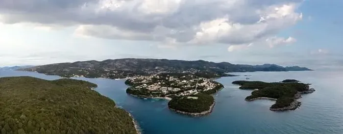 Framed Print : Sivota Greece. Aerial panoramic view of Syvota sandy beaches and islands Framed Print : Sivota Greece. Aerial panoramic view of Syvota sandy beaches and islands