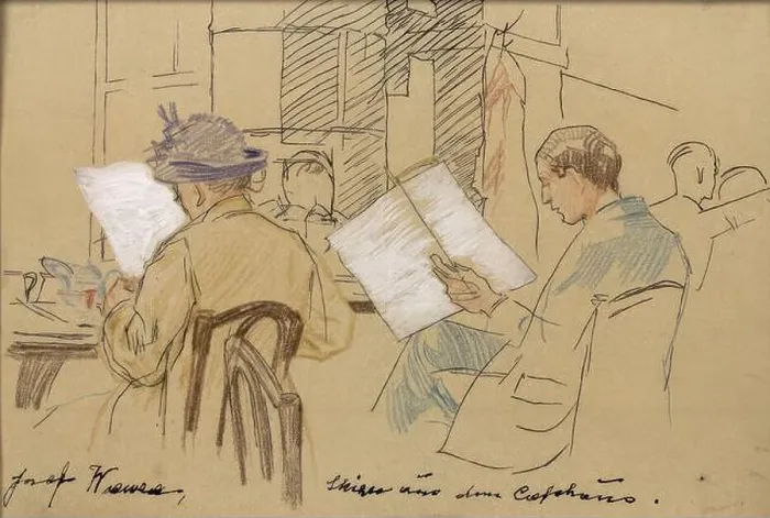 Framed Print : Sketch from the cafe house, Josef Wawra Framed Print : Sketch from the cafe house, Josef Wawra