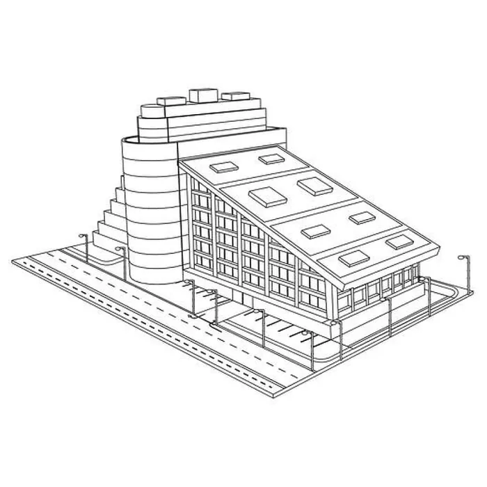Framed Print : Sketch hotel or modern building isolated on white Framed Print : Sketch hotel or modern building isolated on white