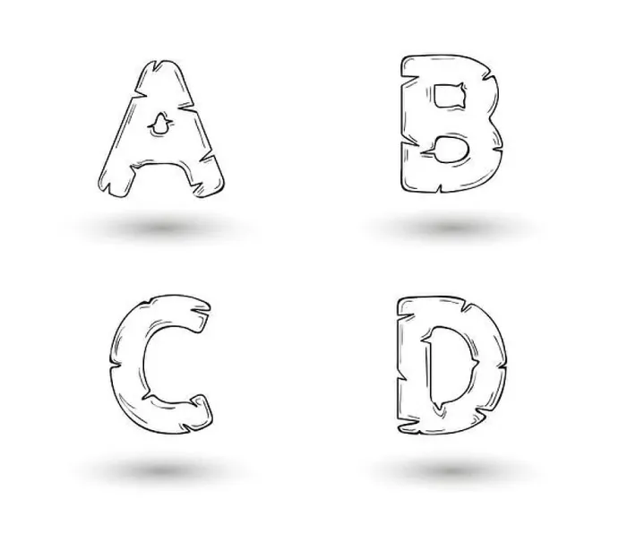 Framed Print : sketch jagged alphabet letters, A, B, C, D Framed Print : sketch jagged alphabet letters, A, B, C, D
