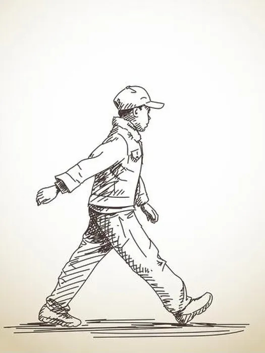Framed Print : Sketch of walking boy, Hand drawn illustration Framed Print : Sketch of walking boy, Hand drawn illustration