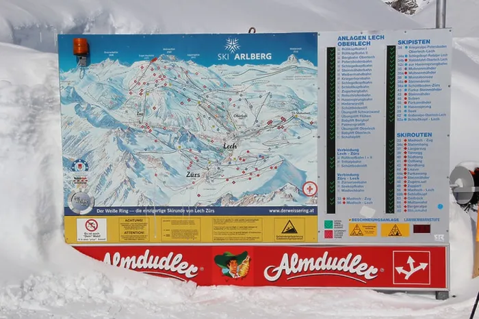 Framed Print : Ski resort, Ski Arlberg Ski map in Lech Austria Framed Print : Ski resort, Ski Arlberg Ski map in Lech Austria
