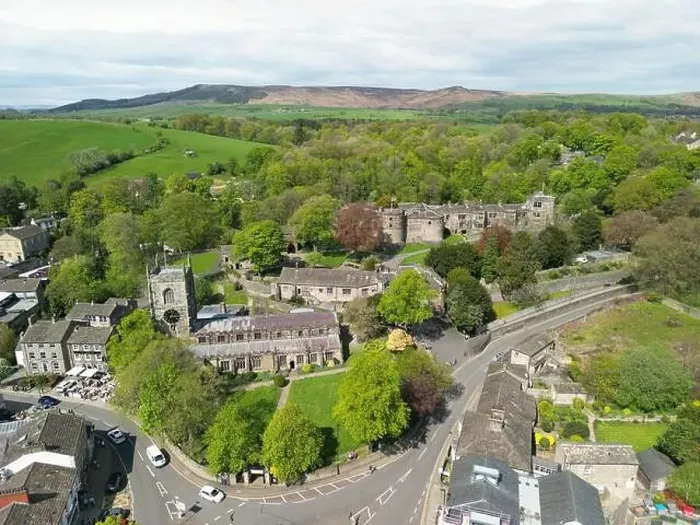 Framed Print : Skipton Town and Castle Castle Aerial View Framed Print : Skipton Town and Castle Castle Aerial View