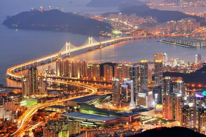 Framed Print : Skyline of Busan, South Korea at night Framed Print : Skyline of Busan, South Korea at night