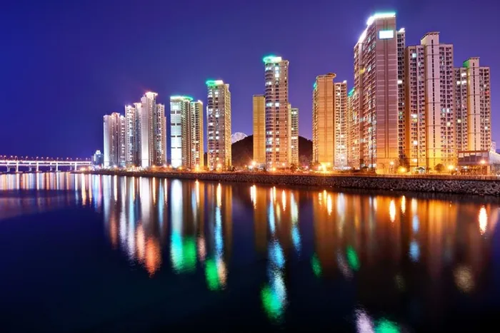 Framed Print : Skyline of Busan, South Korea at night Framed Print : Skyline of Busan, South Korea at night