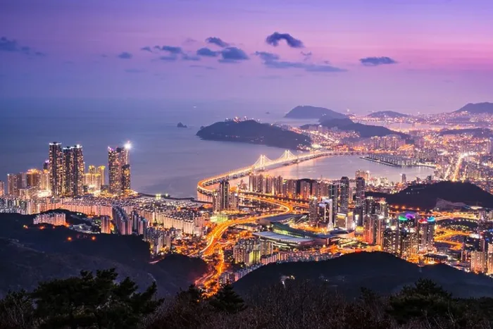 Framed Print : Skyline of Busan, South Korea at night Framed Print : Skyline of Busan, South Korea at night